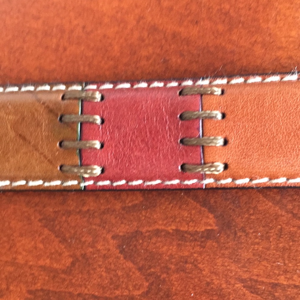 Fossil Patchwork Leather Medium Exposed Stitch - image 4